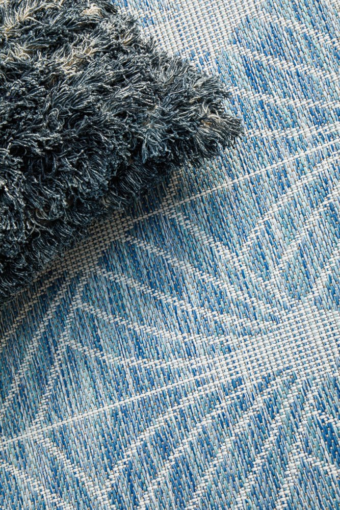 Promenade Outdoor Fern Trellis Blue Rug