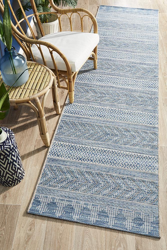 Promenade Outdoor Urban Blue Rug