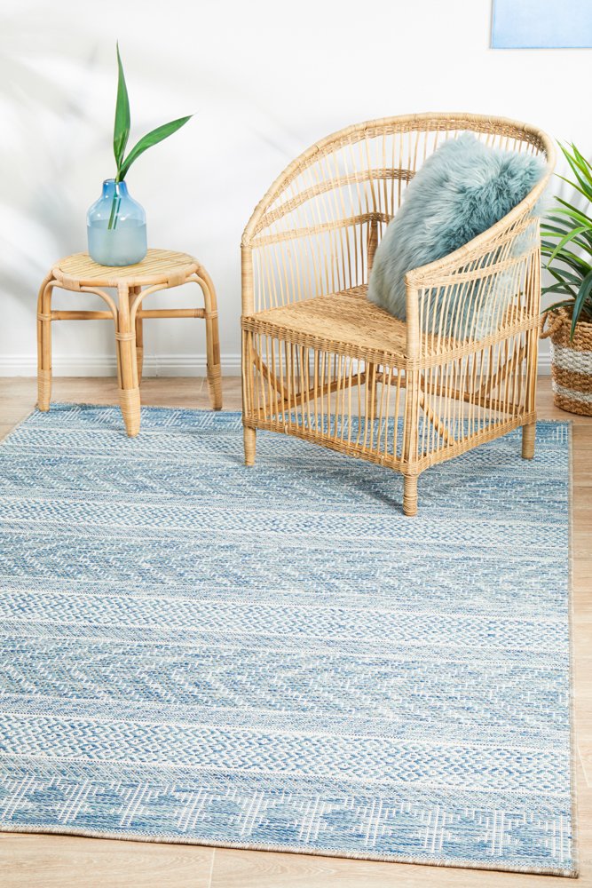 Promenade Outdoor Urban Blue Rug