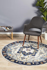 Tigris Basrah Navy Round Bohemian Transitional Rug