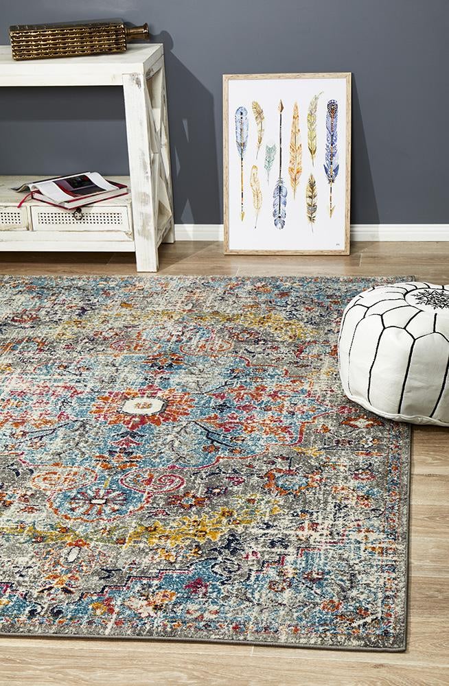 Multi Coloured Rug Shell Treasury Huxley Multi Coloured Transitional Rug – Lost Design Society