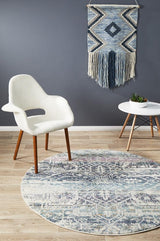 Treasury Layton Blue Round Transitional Rug