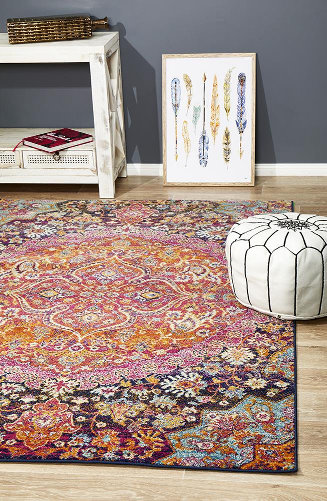 Multi Coloured Polyester Rug Treasury Preston Multi Coloured Transitional Rug – Lost Design Society