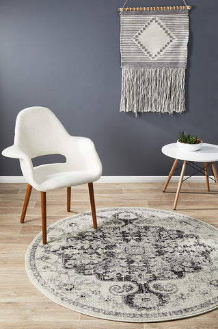 Treasury Transitional Round Charcoal Rug