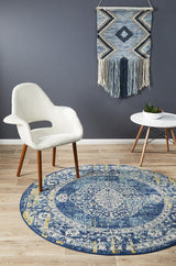 Treasury Wilson Navy Round Transitional Rug