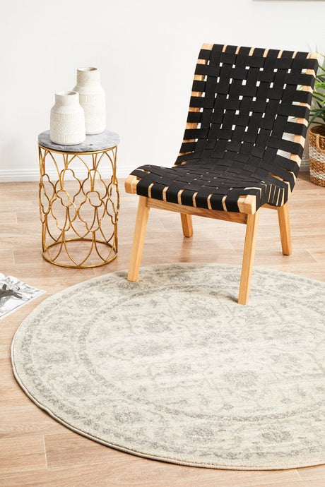 Winter White Transitional Round Rug