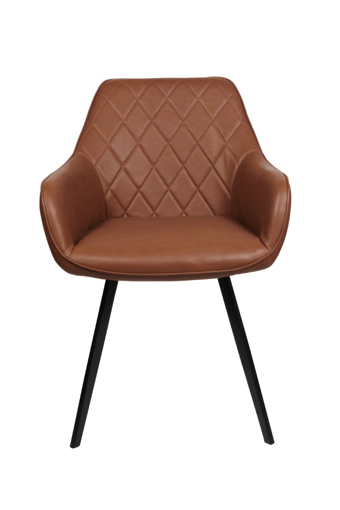 Pavia Vintage Cognac Faux Leather Dining Chairs - Set of 2