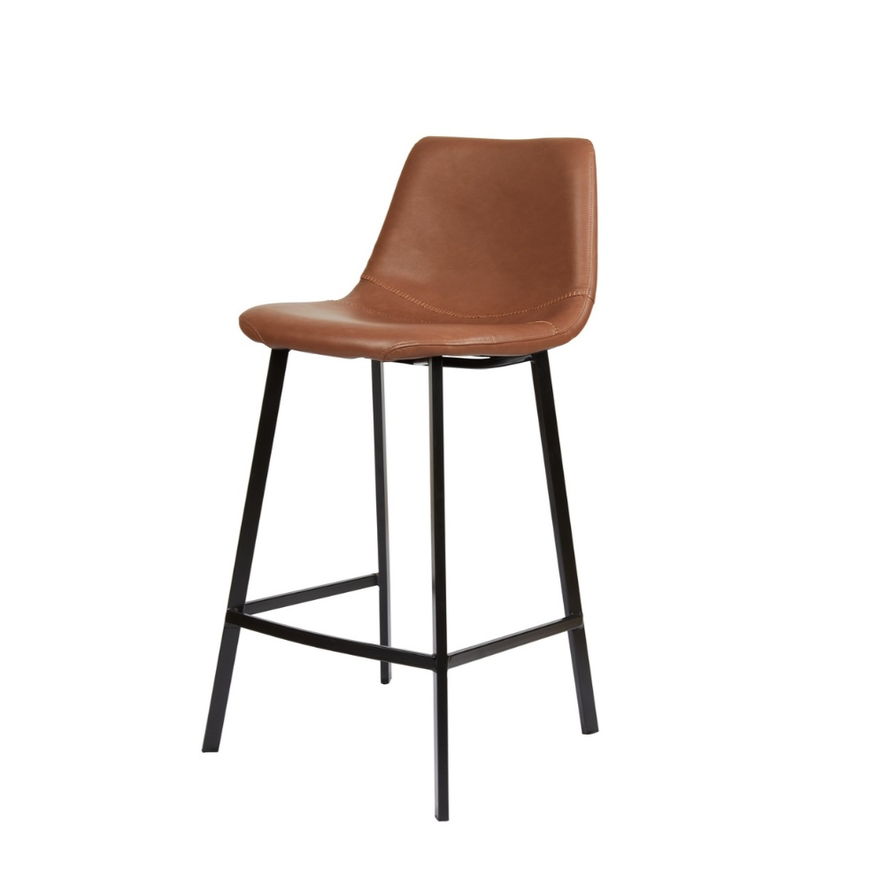 Victor Cognac Faux Leather Bar Stools Set of 2