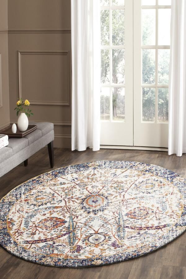 Peacock Ivory Transitional Round Rug